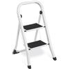 SONGMICS Scaletta, Scala a 2 Gradini, Scaletta Pieghevole, Chiusura di Sicurezza per Piegamento, Facile da Riporre, Portante 150 kg, Bianco Semplice GSL12WT