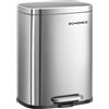 SONGMICS Pattumiera a Pedale da 12 L, in Acciaio, Chiusura Ammortizzata | Secchio Spazzatura per Bagno e WC, con Secchio Interno, 38,4 x 28,6 x 25,2 cm, Argento, Collezione PLUSHIC LTB112EZ01