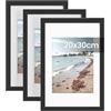 SONGMICS Set di 3 Cornici Foto, Portafoto, 20 x 30 cm | Cornice in PVC, Decorazioni Casa, Nero, Collezione KAVI RPF072BZ01