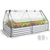 VEVOR Fioriera Rialzata con Copertura 1800x900x300 mm, Aiuola Rialzata Rettangolare per Giardinaggio in Metallo da Esterno Fioriera Serra per Coltivazione Fiori Verdure Piante Orto Giardino