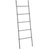 Relaxdays Scala Porta Asciugamani da Bagno, Scaletta a 5 Pioli con Ganci Portasciugamani, Metallo, HxL: 178x58 cm, Nero