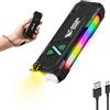 Smiling Shark Torcia ML01, Lampada Torcia LED Ricaricabile USB Magnetica con Luce Bianca, Gialla, Viola & Luce Laterale RGB Flashlight Compatta con Clip per Campeggio Escursionismo Emergenze (Nero)