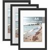 SONGMICS Set di 3 Cornici Foto, Portafoto, A4 21 x 29,7 cm | Cornice in PVC, Decorazioni Casa, Nero, Collezione KAVI RPF070BZ01