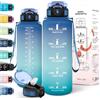 Motswedi Borraccia 1,5 litri, a Prova di Perdite, Borraccia Palestra, senza BPA, Borracce con Cannuccia, Con 2 Tappi, Bottiglia Acqua, Borracce 1 litro, Per Scuola, Ufficio, Sport, Blu Verde