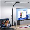 Comely Lampada da Lavoro 16W, 1800LM, 2 Testine LED, 5 Temperature Colore, 10 Livelli di Luminosità, Lampada Scrivania con Morsetto, Nera