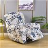 FANSU Copripoltrona Relax Reclinabile Elettrica Universale, Fiori Classici retrò 1 Posto Copripoltrona Reclinabile Elasticizzato Coprisedile con Tasche, Fodere per Poltrona Relax (Foglie Blu)