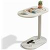 Generico bdit accessori Tavolino Laterale Moderno in Legno e Metallo, Salvaspazio 60 cm, Piano Ovale 44x28 cm, Base 40x24 cm, Comodino Minimal per Soggiorno e Camera da Letto (bianco)