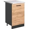 Vicco Mobiletto base cucina R-Line, Rovere dorato/Antracite 50 cm | 1 Anta · Piano di lavoro incl. · Piedini regolabili in altezza · 1 Ripiano · ✓ Liberamente combinabile