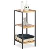 Relaxdays Scaffale a Colonna in Bambù e Metallo, HLP: 70x30x30 cm Mobile Aperto per Bagno e Cucina, Quadrato, Marrone