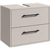 Badplaats B.V. Badplaats Florence Mobiletto sottolavabo 60 x 35 cm Cashmere - Mobile bagno sospeso con 2 cassetti e materiale di montaggio