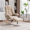 NuvlaGu Poltrona relax ergonomica, girevole a 360°, con funzione reclinabile e sgabello, per soggiorno, camera da letto, grigio talpa chiaro + ciniglia