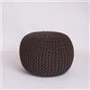 EXQUIZIT HOME Pouf poggiapiedi rotondo lavorato a maglia, grande, 100% cotone, stile marocchino, 50 cm, colore marrone