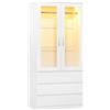 Dripex Armadio a due ante piccolo con asta appendiabiti e 3 cassetti, 80 x 48 x 180 cm, bianco, minimalista Wardrobe Closet per camera da letto