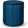 MG Design Pouf rotondo imbottito 42 x 45,5 cm in Blu scuro con cuciture decorative - Seduta compatta per salotto o camera da letto
