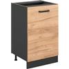 Vicco Mobiletto base cucina R-Line, Rovere dorato/Antracite 50 cm | 1 Anta · Senza piano di lavoro · Piedini regolabili in altezza · 1 Ripiano · ✓ Liberamente combinabile