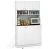 KOMFOTTEU Credenza Alta da Cucina con Stazione di Ricarica, Mobile Dispensa con Cassetto e Porte, Armadietto a Buffet con Ripiani Regolabili, 100x40x181cm, per Sala da Pranzo (In 2 Pacchi) (Bianco)