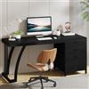Tribesigns Scrivania per computer con 3 cassetti, scrivania per PC da 150 cm con cassetti reversibili, stazione di lavoro per studio industriale, postazione di lavoro con archivio per documenti per