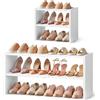 Hoctieon Scaffale per scarpe espandibile a 2 ripiani, organizer regolabile per scarpe, scaffale autoportante impilabile in combinazione di ferro e legno per ingresso, armadio, porta, bianco