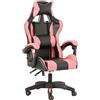 Baroni Home Sedia da Gaming, Sedia Ufficio Ergonomica con Schienale Regolabile, Poggiatesta e Supporto Lombare, Rosa