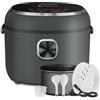 AMZCHEF Cuociriso 2L, Elettrico con 12 Menu Preimpostati, Display Digitale, 4 Tazze (1-4 persone), Timer 24h, Funz. Mant. Caldo 12h, Manico Trasporto, Cestello Cott. a Vapore, 400W