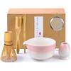 VIBINHO Matcha Kit, Matcha Set da 6 Pezzi con Frusta, Ciotola, Filtro, 2 Cucchiaio e Supporto in Ceramica, Set Matcha Ideale per la Preparazione del Tè Matcha (Rosa Sfumato)