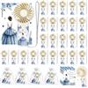 Winocbxt 50pcs blu Quinceanera Mini ventagli palmari per Sweet 15 Birthday Party | Mis Quince Ventaglio portatile alimentato a batteria con biglietti e sacchetto in organza per dolci 15 bomboniere di