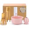 VIBINHO Matcha Kit, Matcha Set da 6 Pezzi con Frusta, Ciotola, Filtro, 2 Cucchiaio e Supporto in Ceramica, Set Matcha Ideale per la Preparazione del Tè Matcha (Rosa)