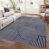 LuxFocus Tappeto per Soggiorno 160x230 cm, Tappeto a pelo corto dal design geometrico moderno, lavabile e antiscivolo, design minimalista a linee per camera da letto e cameretta dei bambini, blu scuro