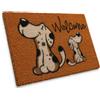 Entrando Zerbino in cocco con motivo cani e scritta Welcome - accattivante zerbino per la porta di casa - antiscivolo, resistente alle intemperie - ideale come idea regalo