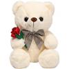 Cpoeof Orso di Peluche per San Valentino, Peluche di Orsacchiotto da 9,8 con Rosa, Piccolo e Morbido Orsacchiotto, Regalo per la Fidanzata E Il Fidanzato(White)