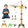 deAO Gru a Torre di Costruzione Telecomandata, Regolabile in altezza | Grande RC Gru 128 cm, 6 Canali di Radiocomando, Giocattolo Modello da Costruzione con Luci, Regalo per Ragazzi