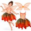 Mishopy Costume da Fata Bambina con Ali Vestito Fata dei Fiori | Travestimento Fatina per Carnevale Halloween Compleanno Festa in Maschera Giochi di Ruolo e Cosplay 4 5 6 7 8 9 10 Anni