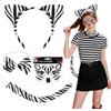 KERYBW Set Di 4 Pezzi Di Costume Da Zebra Con Tatuaggio Temporaneo Per Carnevale, Halloween E Feste