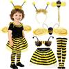 HVIERO Costume da api per bambini, da 92 a 128, 2 a 7 anni, gonna con coccinella, costume da api, costume da ape, costume da carnevale, accessori per costume da ape, set di occhiali