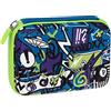 COMIX BRIGHT - Astuccio Scuola, Astuccio Maxi Zip per Bambini e Ragazzi, con Set Cancelleria Incluso, Cover Metal Iridescente, Rigido con Maxi Logo e Tirazip in Metallo, 21 x 14,5H x 6,5 cm
