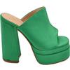 Malu Shoes Sabot Donna Tacco in Raso Verde Tacco Doppio 18 CM Plateau 6 CM Punta Quadrata Open Toe Moda