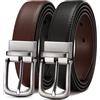 CHAOREN Cintura Uomo Pelle, 1 Cintura Nero/Marrone - 2 Colori in 1 Cinta, Reversibile Con Fibbia Girevole 32mm per Abito e Business