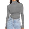 DUOEASE Maglia Donna Manica Lunga Basic Tinta Unita Top Collo Alto Autunno Inverno T Shirt Elegant Casual Top Donna