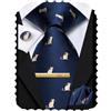 Hi-Tie Set di cravatte da uomo in seta tinta unita a righe cachemire per uomo cravatta e clip pin tasca gemelli quadrati per matrimonio