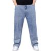 Generisch Jeans da uomo, vintage, baggy, per il tempo libero, con bottoni, gamba dritta, pantaloni in jeans ripstop, taglie forti, casual, outdoor, dritti, vestibilità classica