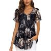 ACDAY Camicetta da donna con scollo a V, a maniche corte, in chiffon, a doppio strato, in rete, stile casual