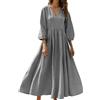 WZMYDBD Abiti Estivi Donna Lungo Casual Vestiti Lunghi Prendisole Cotone Maniche A Tre Quarti Vestito da Spiaggia Leggero Casual Abiti Elegante Copricostume Summer Dress