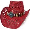 Wildarms Cappello da cowboy in paglia da uomo, design in tessuto traspirante, stile western, ideale per estate, rodeo, feste, festival e costumi
