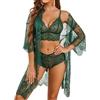 Avidlove Set di Lingerie Sexy da Donna, 3 Pezzi, Reggiseno e Mutandine, con Kimono in Pizzo, Vestaglia da Notte in Rete
