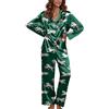 Ekouaer Pigiami Due Pezzi Donna Seta Pigiama Set Satin con Bottoni S-XXL | abbigliamento caldo, maniche e pantaloni lunghi, taschino sul petto, bordino decorativo, fondo elasticizzato, morbido&comodo