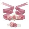 Wisafory Cintura e fascia per capelli per ragazze di fiori, set di perle, nastro di raso per fiori, cintura da sposa, abito da sposa, cintura in vita, cintura per matrimoni, feste, abiti da sposa