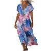 Gienslru Vestito Estivi Donna 2026 Lino Vestiti Lungo Boho Chic Maniche Corte Scollo a V Abito Maxi Abitos Vintage Caftano con Tasche Taglie Forti Curvy Dress per Spiaggia Vacanza Moda Vestitos Elegante