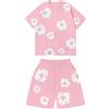 Generic Set da uomo e bambino, maglietta e pantaloncini, 2 pezzi, tuta da jogging Y2K, set streetwear, fiori, maglietta a maniche corte e pantaloni corti, tuta sportiva da uomo e donna