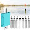 LYMISPIYA 7 batterie CR425 LED da pesca, ricaricabili tramite USB, per galleggianti da pesca, CR 425 con caricabatterie, accessori per la pesca notturna