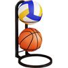 Generisch Scaffale per palline in metallo, verticale | Scaffale per palle da basket per due palloni, scaffale multifunzionale a doppio strato in ferro per camera da letto